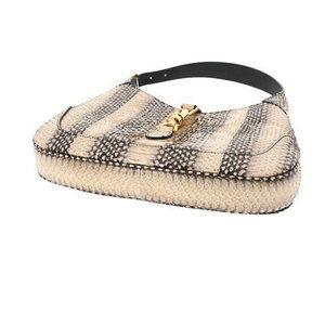 GUCCI Jackie Small Shoulder Ivory White Python Bag